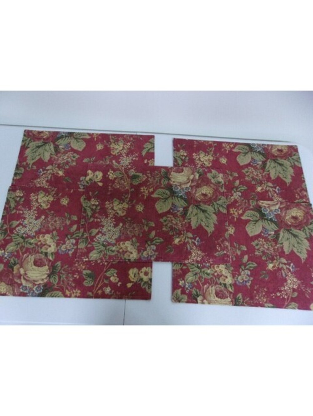 Cabbage Flower Floral Roses Fabric Cottage Core Reversible Placemats Set of 5